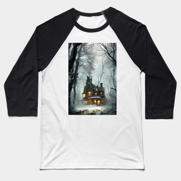 Witch House In Winter Baseball T-Shirt by PurplePeacock